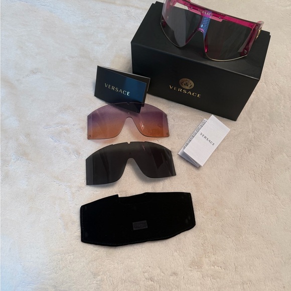 Versace Accessories - Versace Pink and Black Sunglasses with Extra Lenses